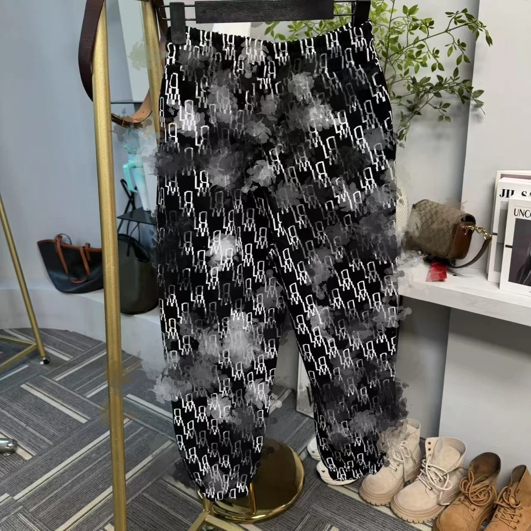 【现货】黑白字母L码束脚休闲裤