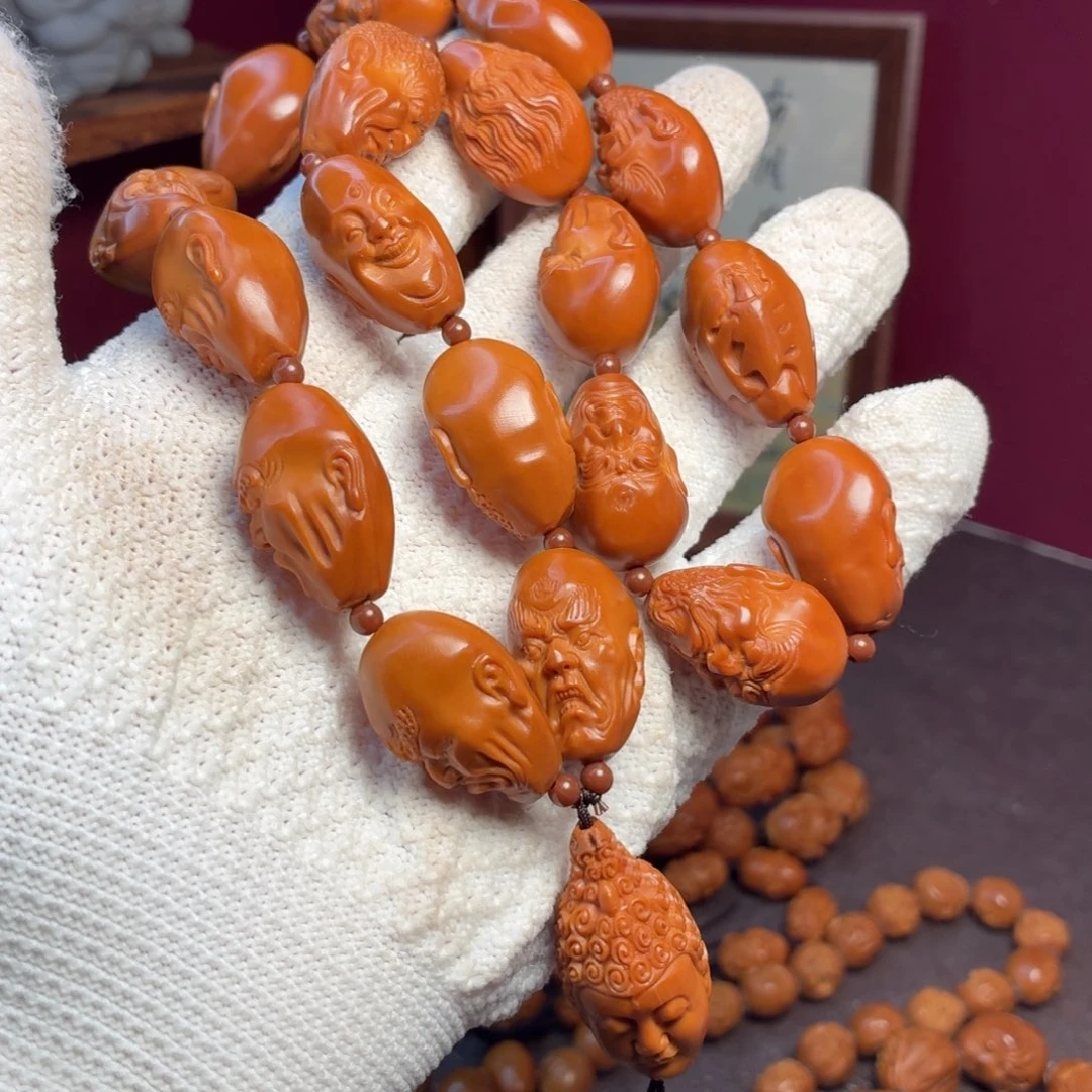 橄榄核手串写实单面十八罗汉