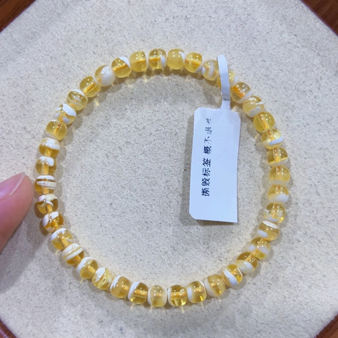 .***·手链蜜蜡未镶嵌5m金漆白拉丝