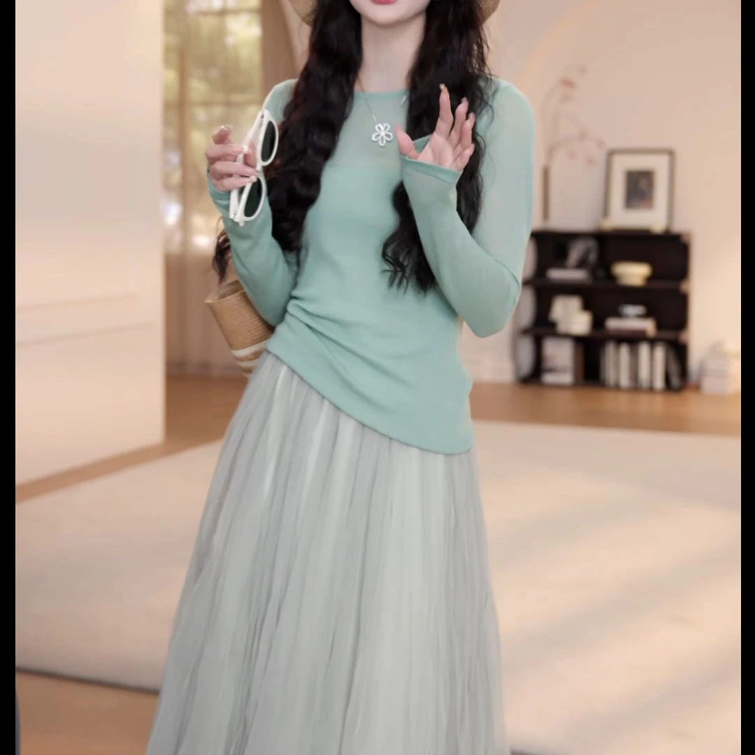 2025春夏新款纯色罩衫长袖防晒衫针织衫上衣百搭LK2502157