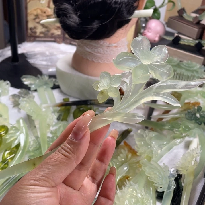 蛇纹石玉未镶嵌发簪