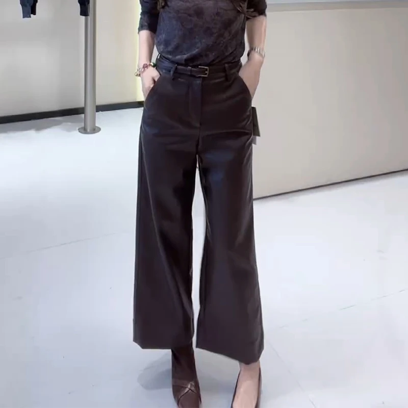 2025秋季新款舒适休闲裤女时尚百搭小个子设计感显瘦潮流阔腿裤