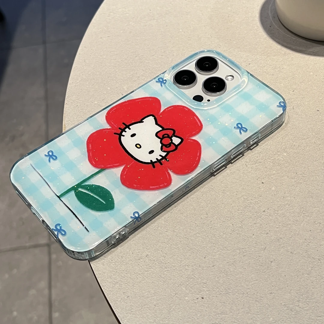 小众蓝格KT猫适用于苹果Iphone16promax手机壳创意可爱防摔设计15