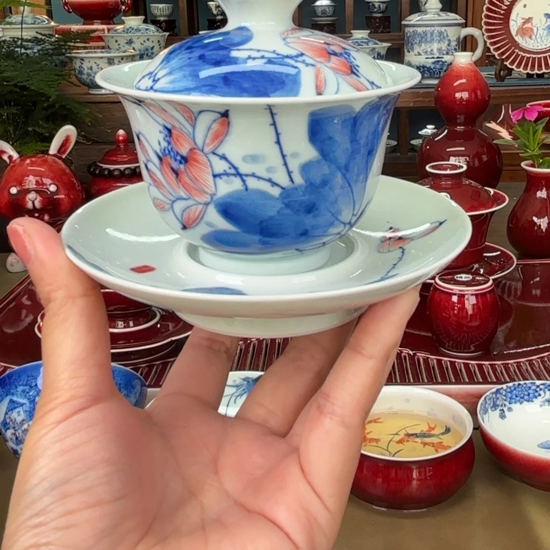 美***窝闻轩坊柴窑，荷花盖碗