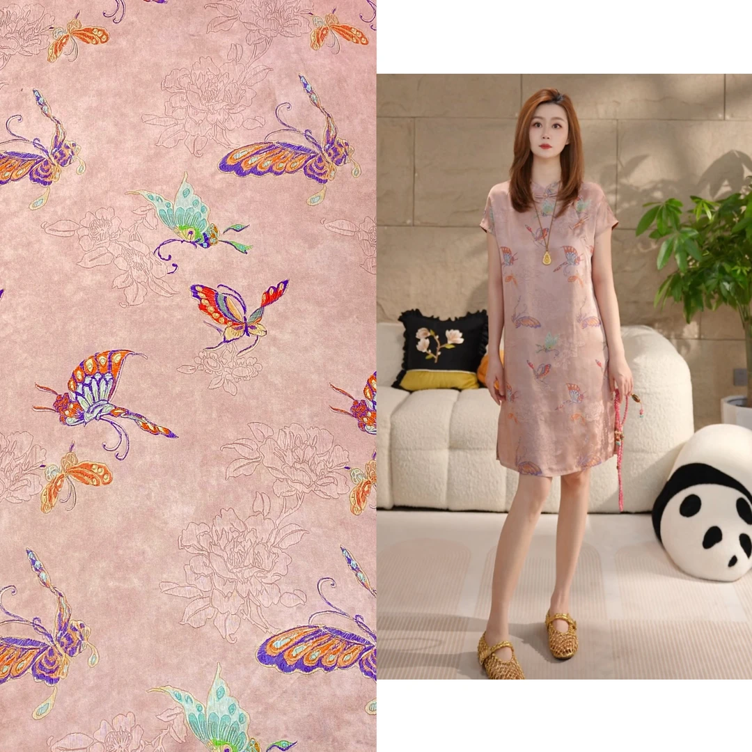 Miss.Z【蝴蝶连衣裙】夏季人丝提花新中式连衣裙#q0692