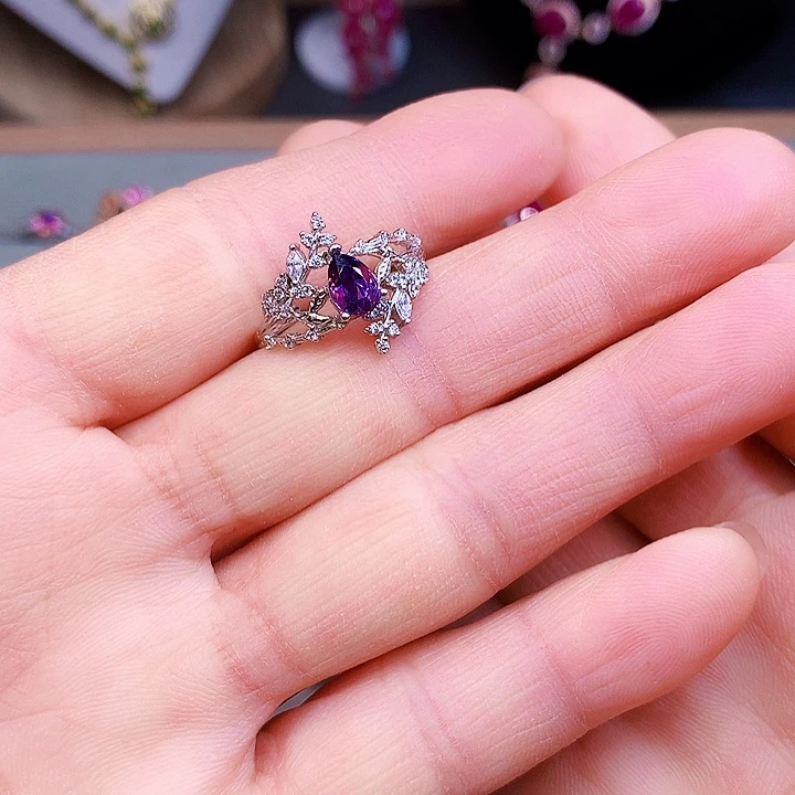 戒指银S925镶嵌蓝宝石