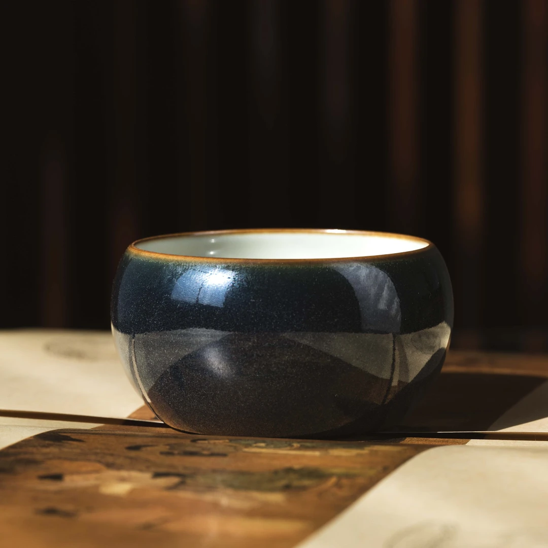 蒲石柴窑 敦煌系列 霁蓝小佛手杯