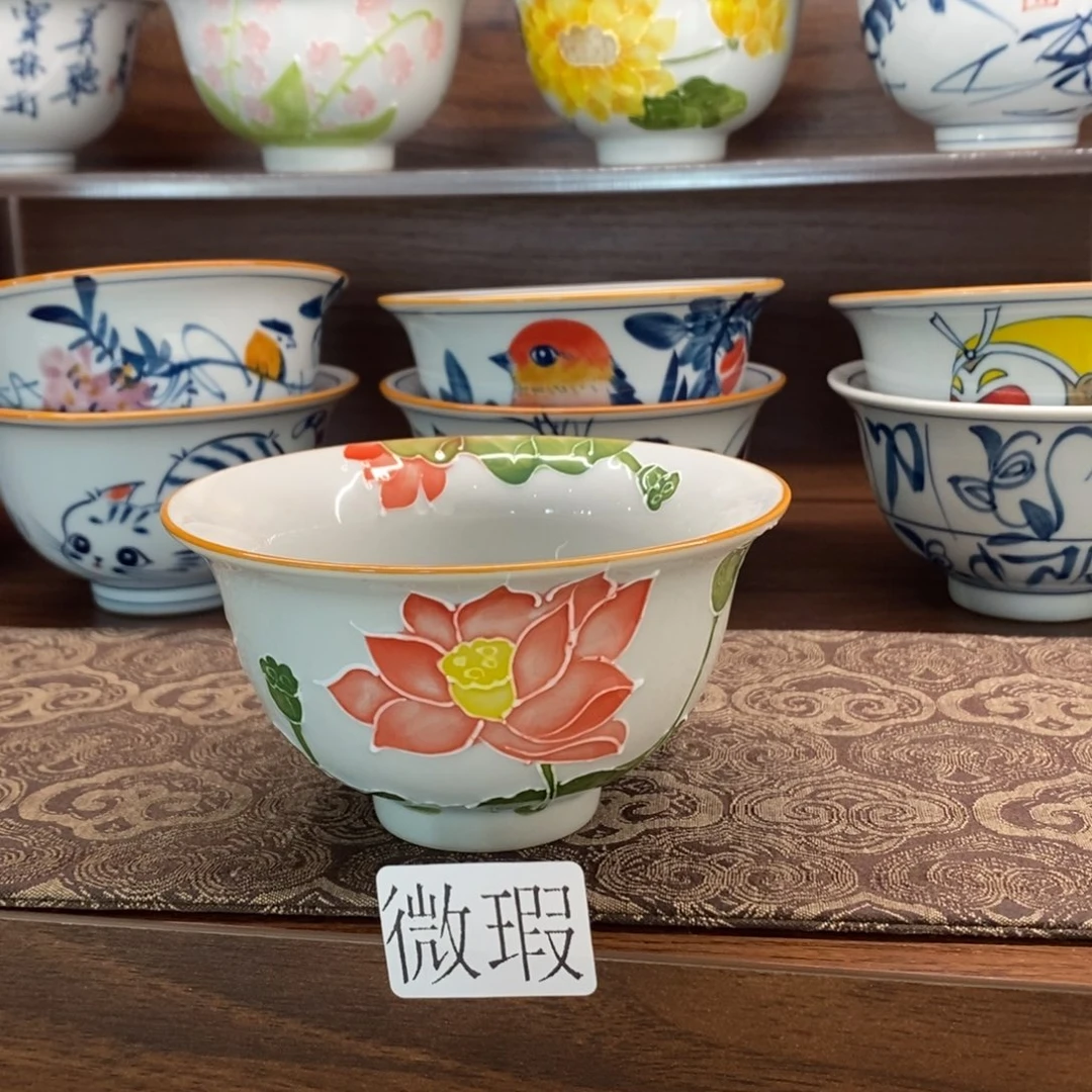 釉下彩老陶泥手工绘制