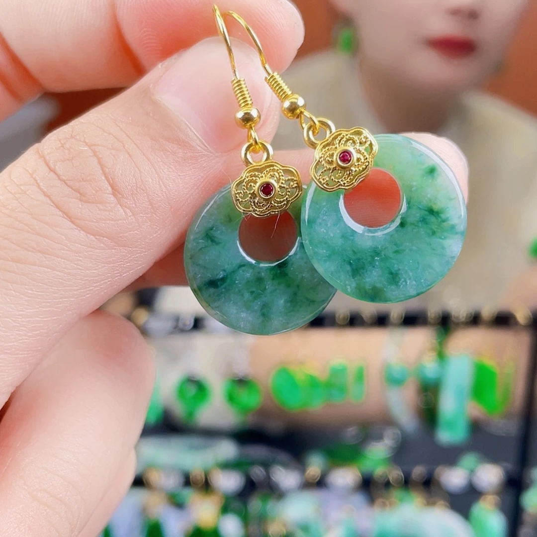 翡翠未镶嵌耳饰饰品