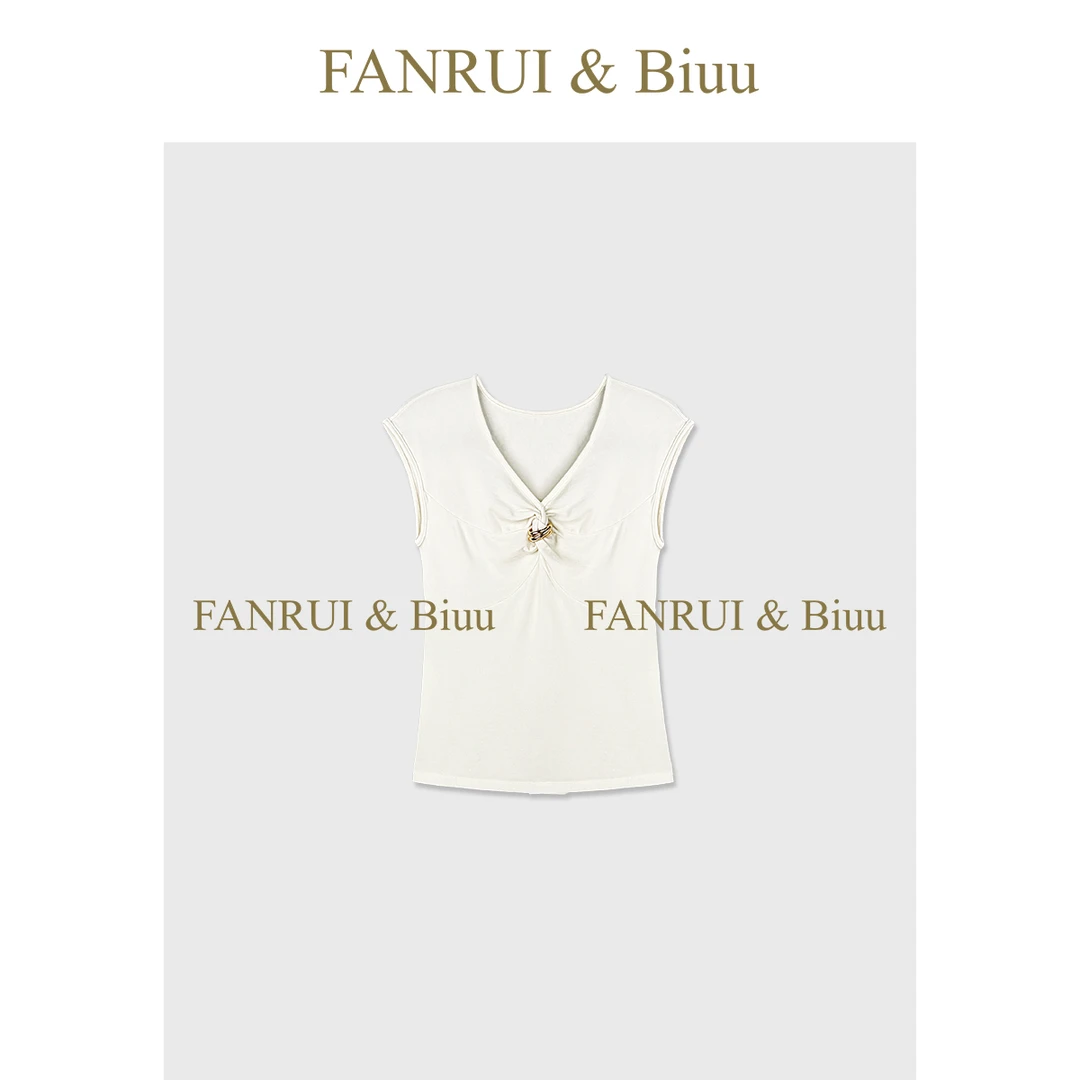 FANRUI/泛芮「沁岚」气质千金清冷系洋气百搭设计感无袖T恤女B17174