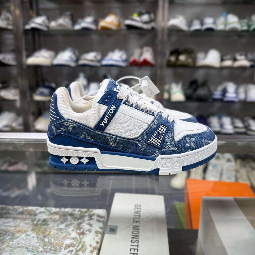 99新 LouisVuitton/路易威登 TRAINER 白蓝牛仔 尺码/35 YH16619