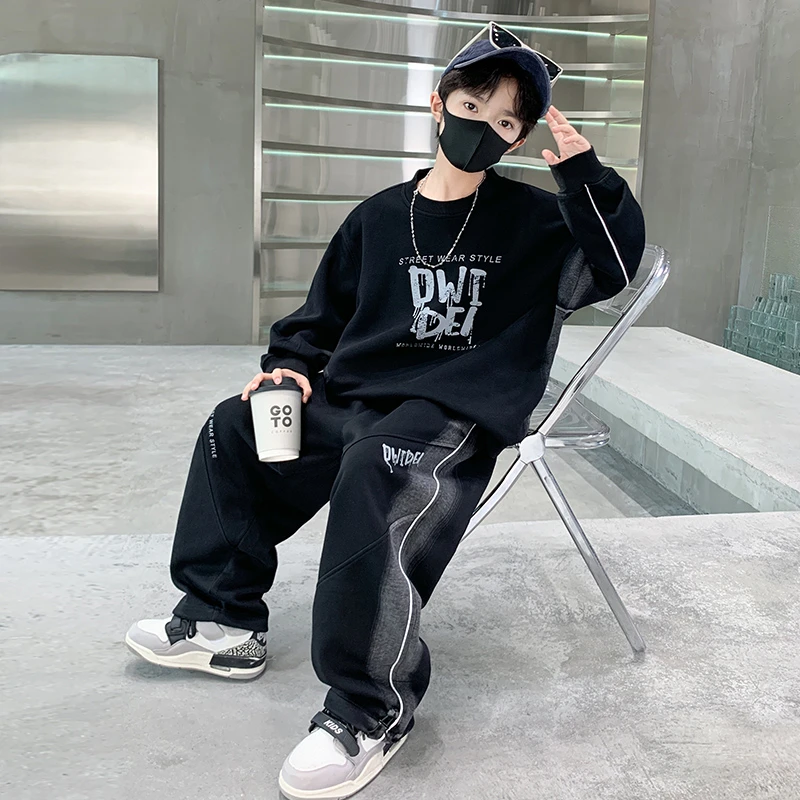 男童套装帅气炸街春秋儿童卫衣运动两件套休闲洋气宽松秋季中大童