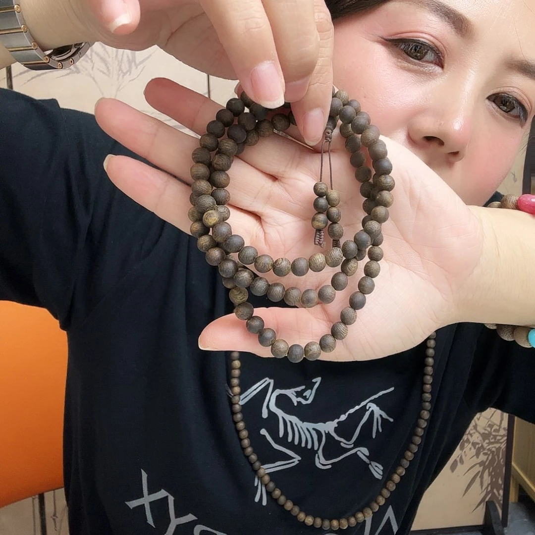 沉香手串0.6绿棋虫漏多圈多样性发一