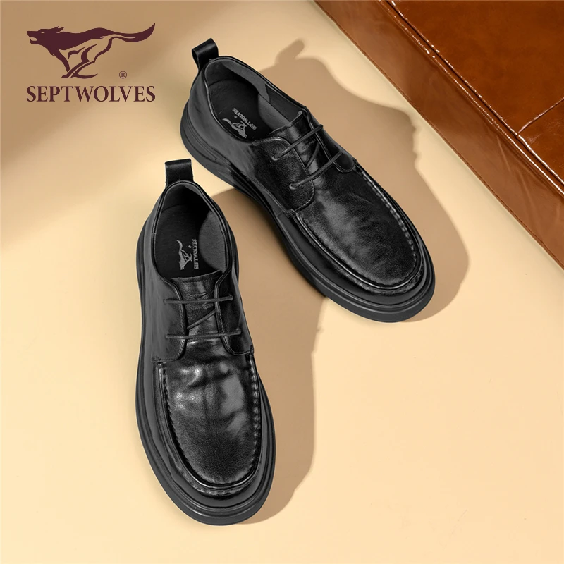 七匹狼正品男鞋2025新款秋季商务休闲皮鞋男英伦风软底新郎结婚鞋