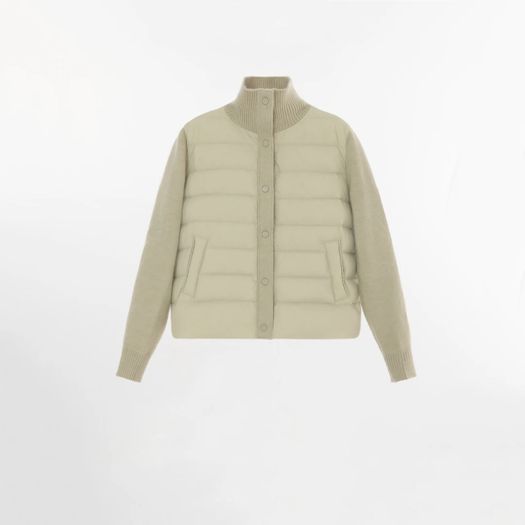 几里与麻（织冬意）针织拼接羽绒服 衣长54胸围112 2110942