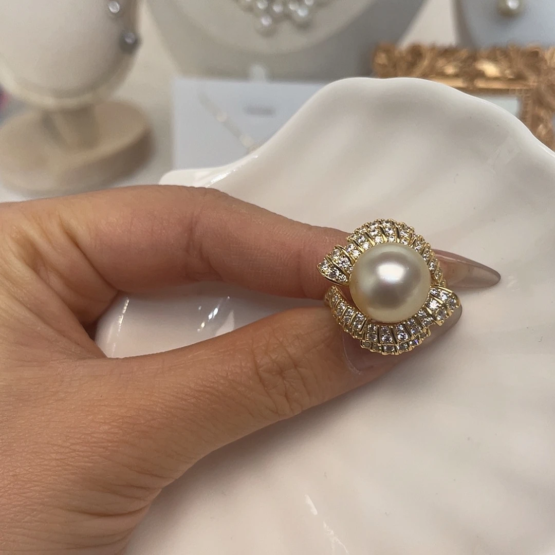 海水珍珠戒指银S925镶嵌