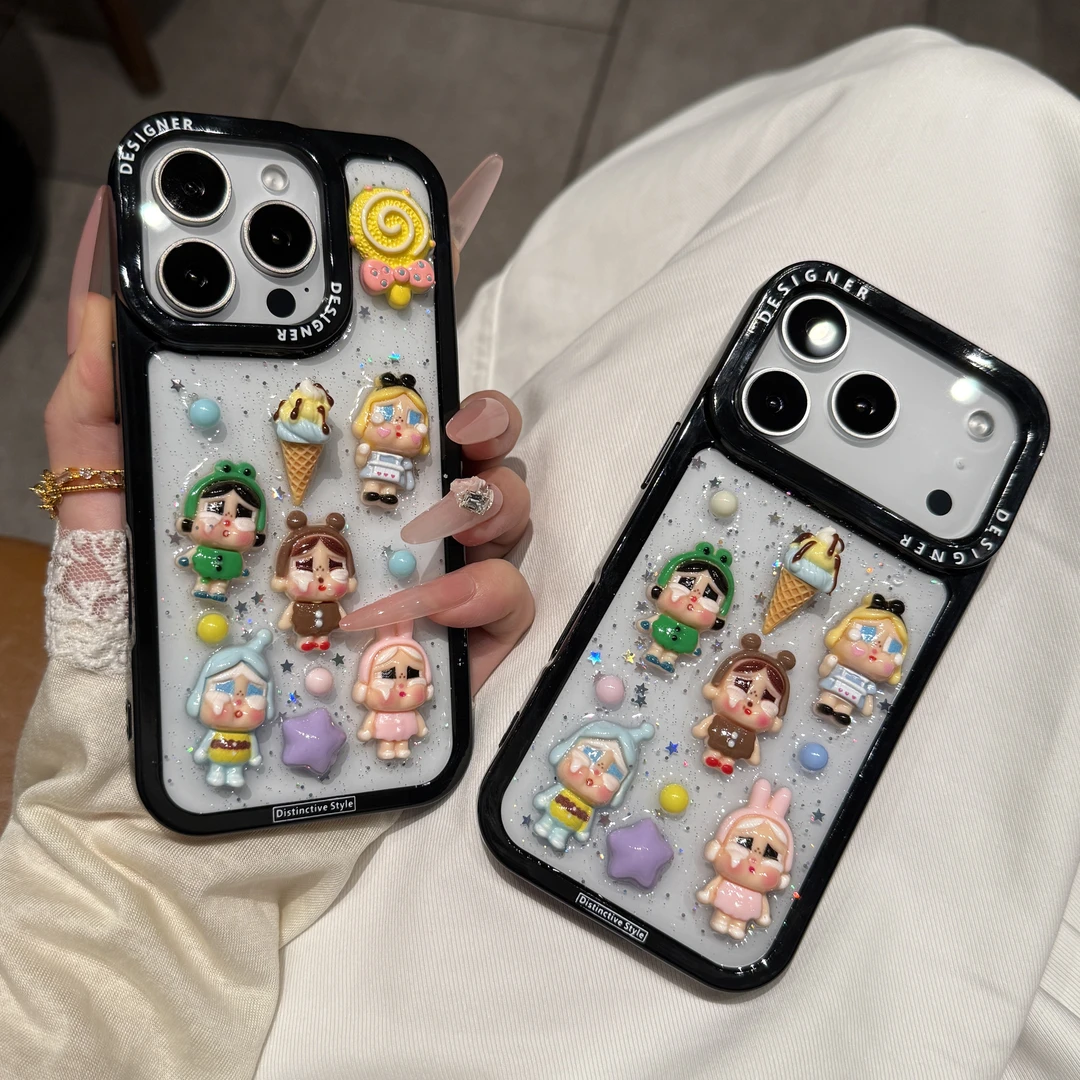 立体朵拉卡通适用苹果15promax手机壳iphone14pro/17少女12滴胶16