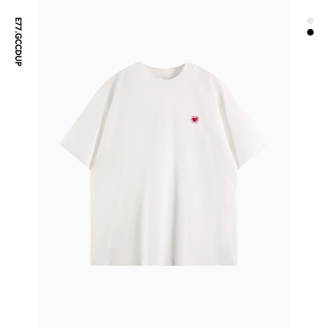 夏季新款刺绣纯棉短袖休闲经典圆领百搭简约男女同款T恤2026