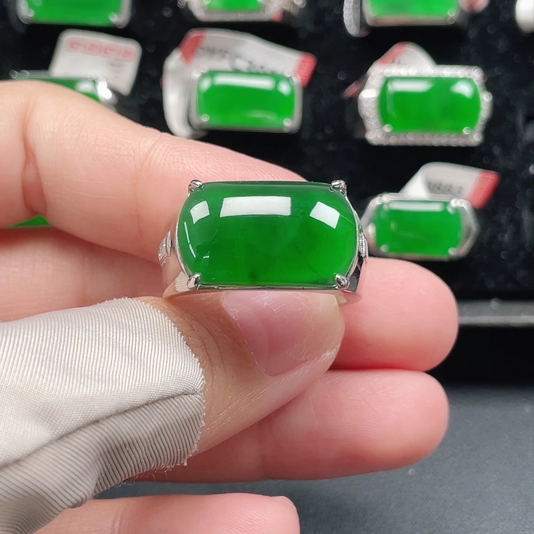 翡翠银S925镶嵌戒指天然A货翡翠没运费险3161