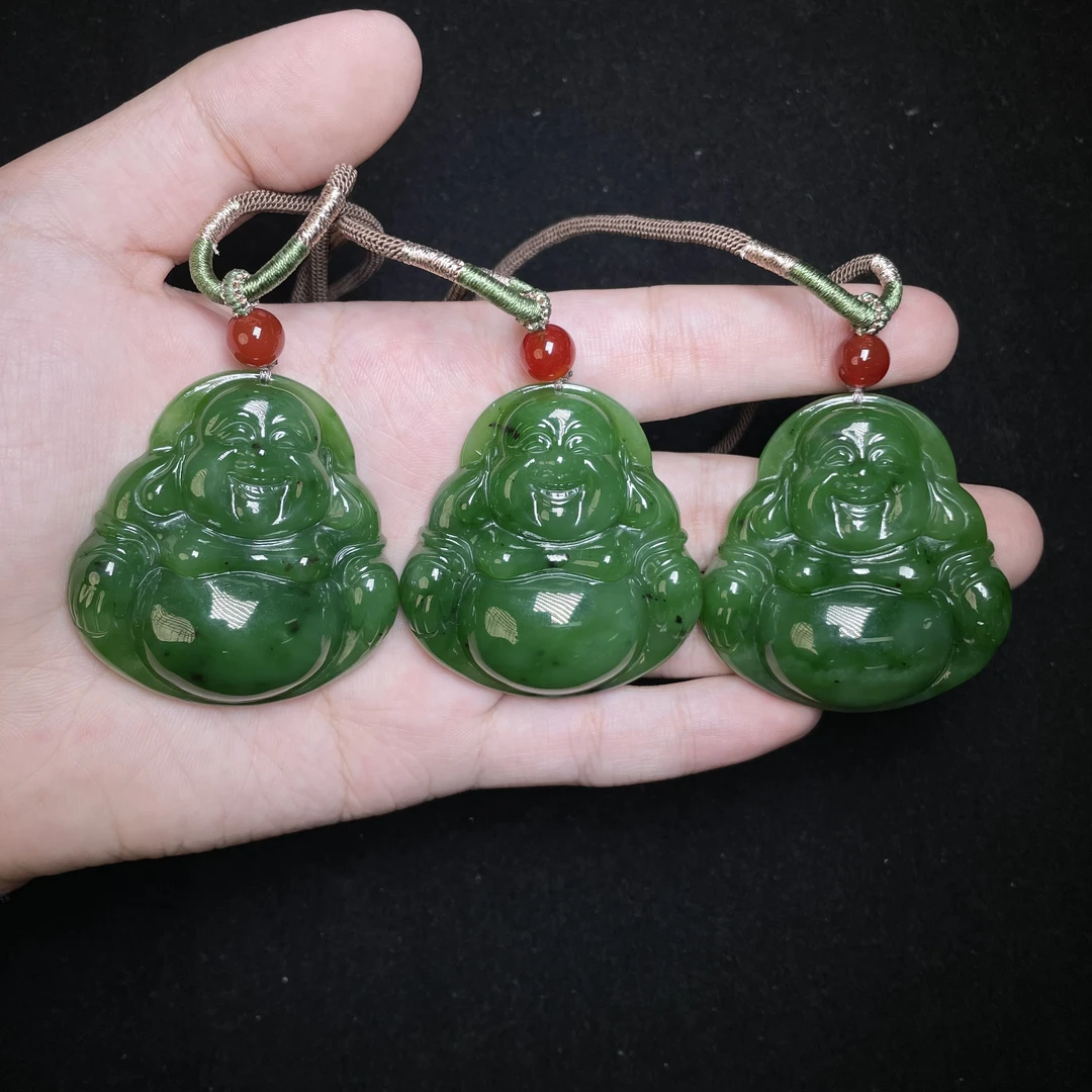菲菲珠宝好+和田碧玉佛公吊坠约49*47mm/多样性发一