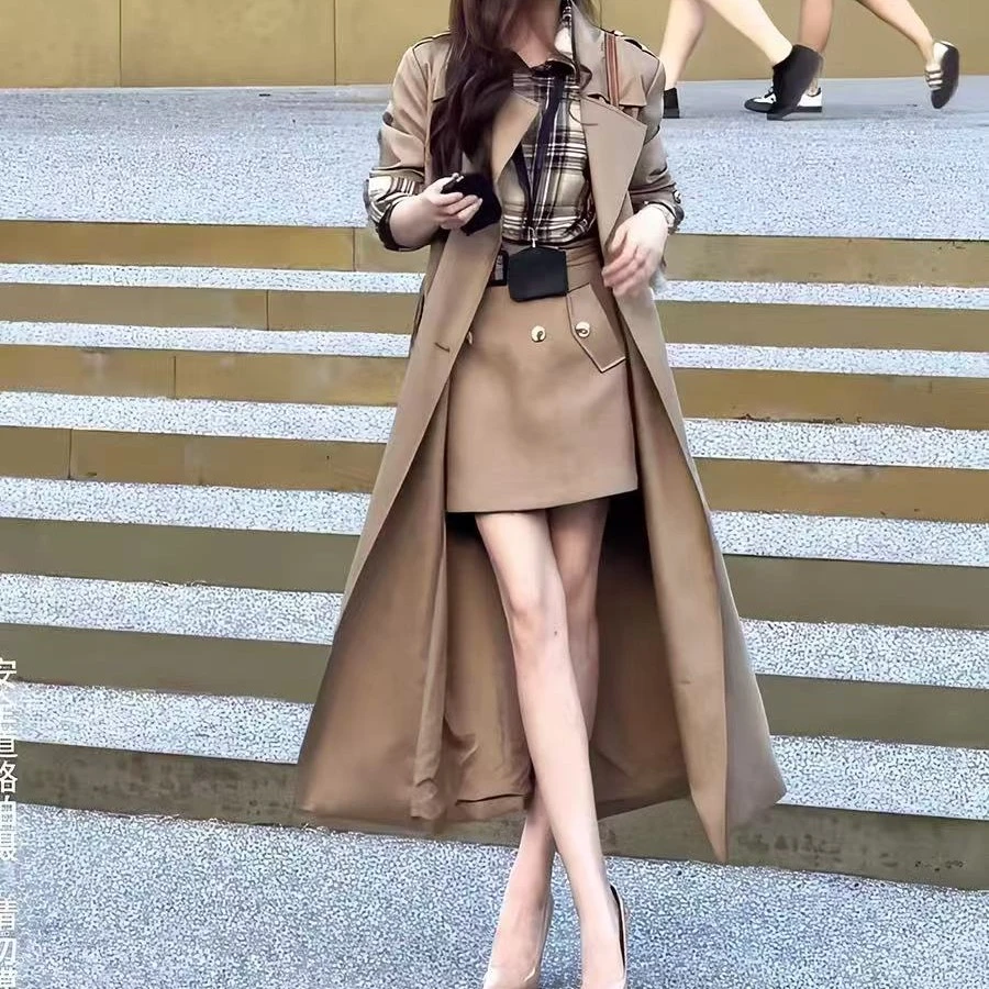 米欧严选.早秋新款气质时尚双排扣修身显瘦高质感女士风衣外套女