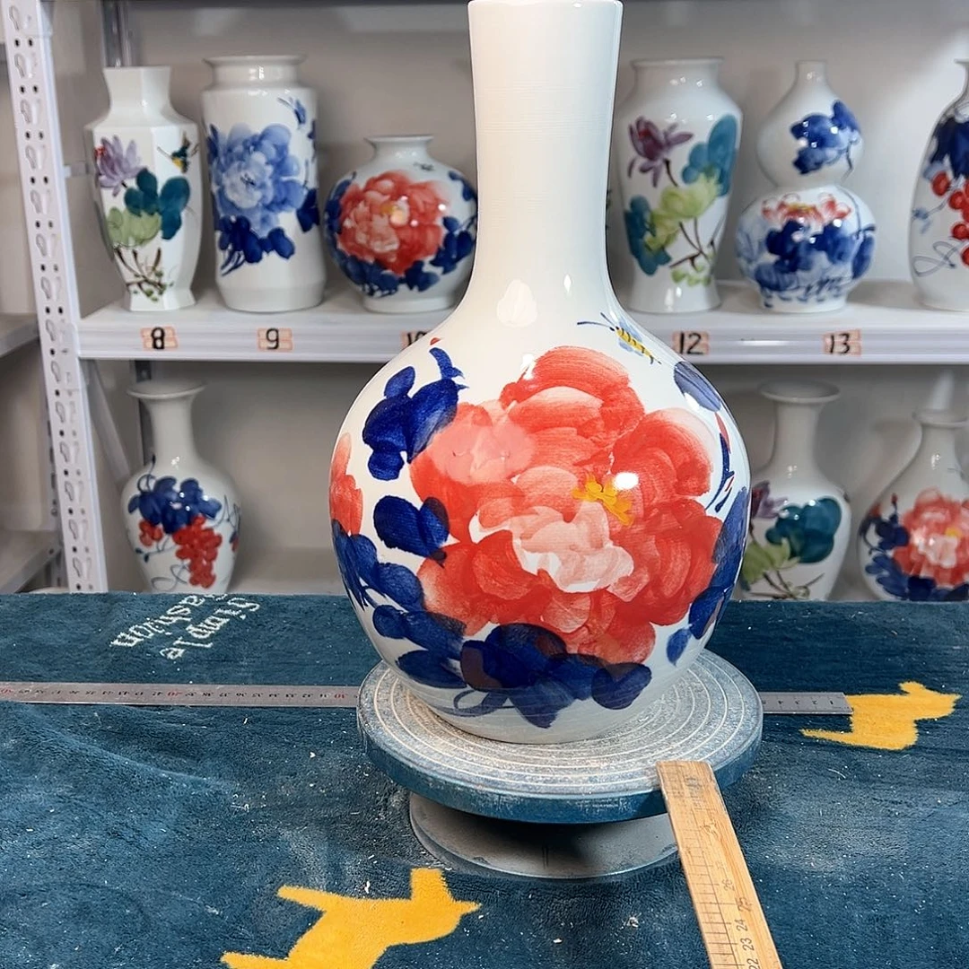 摆件景德镇陶瓷天红牡