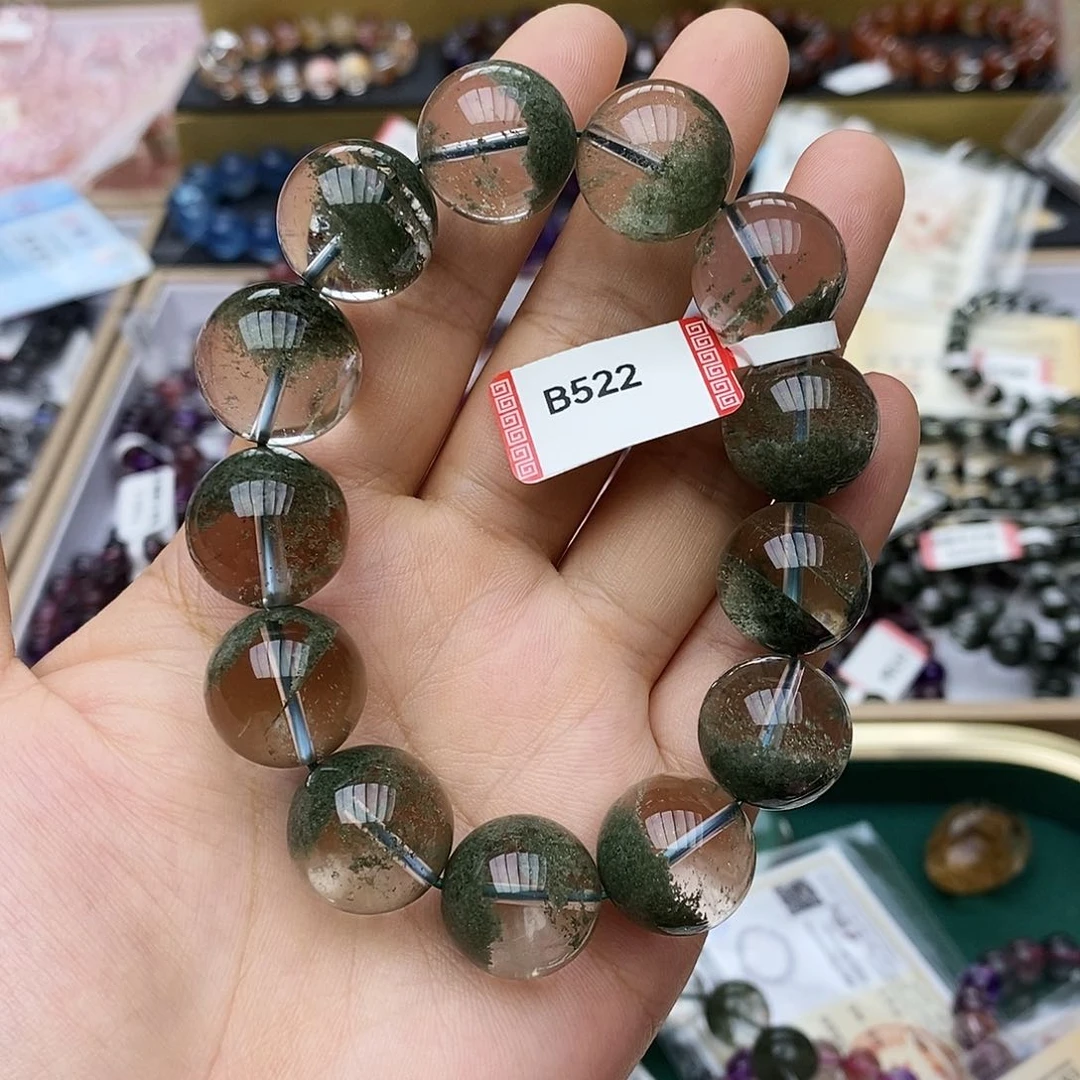 未镶嵌手链水晶B522绿幽灵16mm