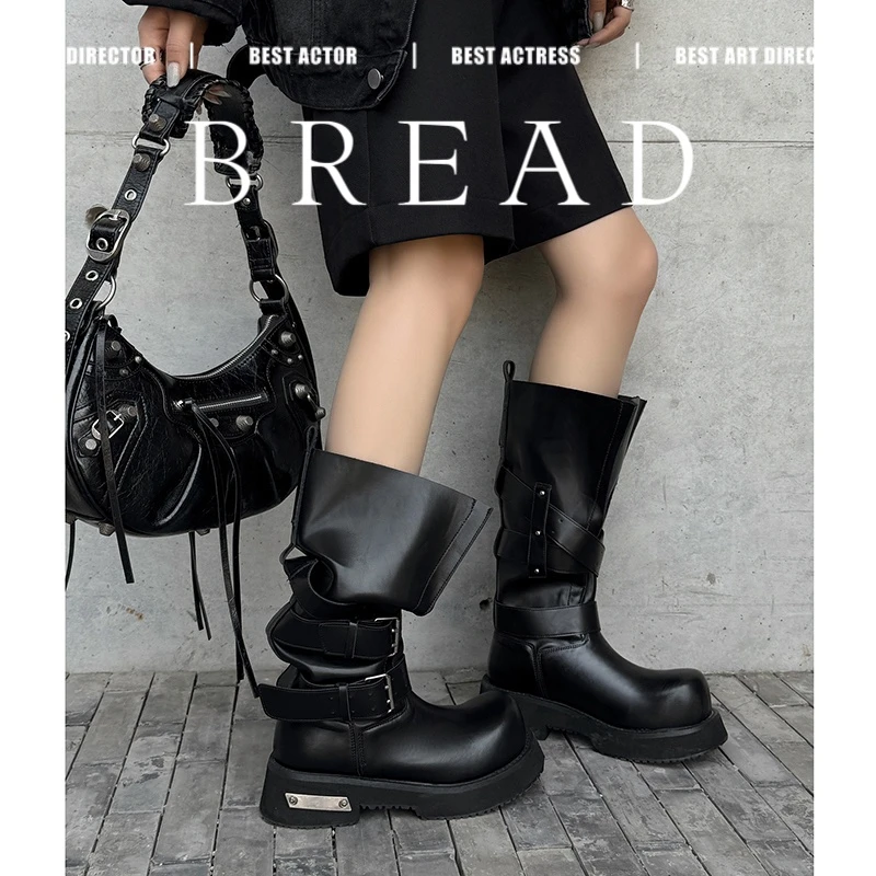 真皮瘦腿靴2025秋冬季新款高筒女靴子百搭马丁靴厚底小个子骑士靴
