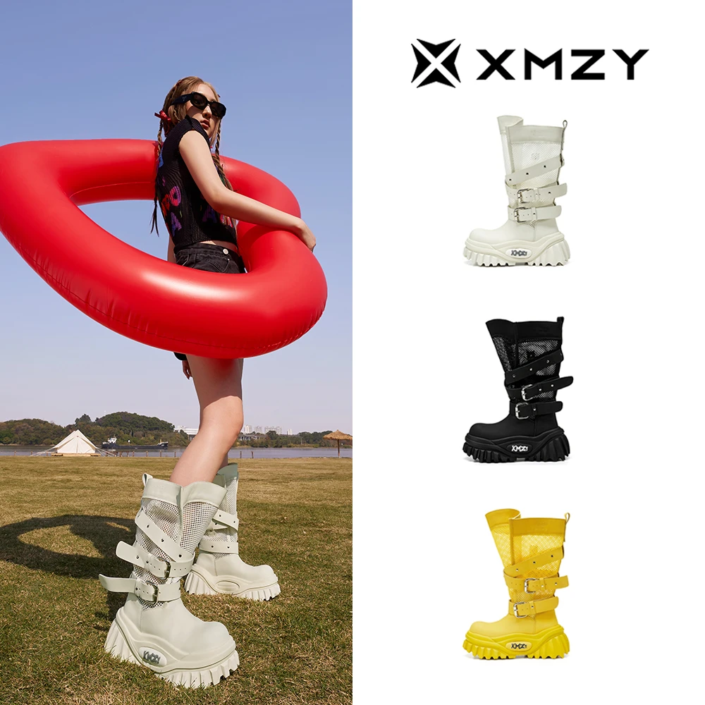 【荒漠丽影】XMZY2025年夏季新款原创镂空设计长筒不过膝增高靴子