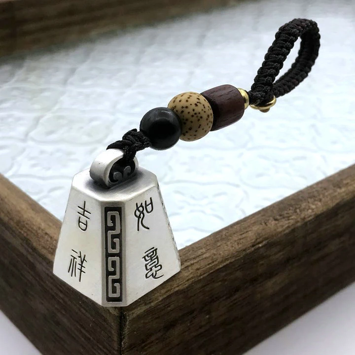 足银银制品 秤砣汽车钥匙扣挂件999纯银挂饰称心如意包挂手把件