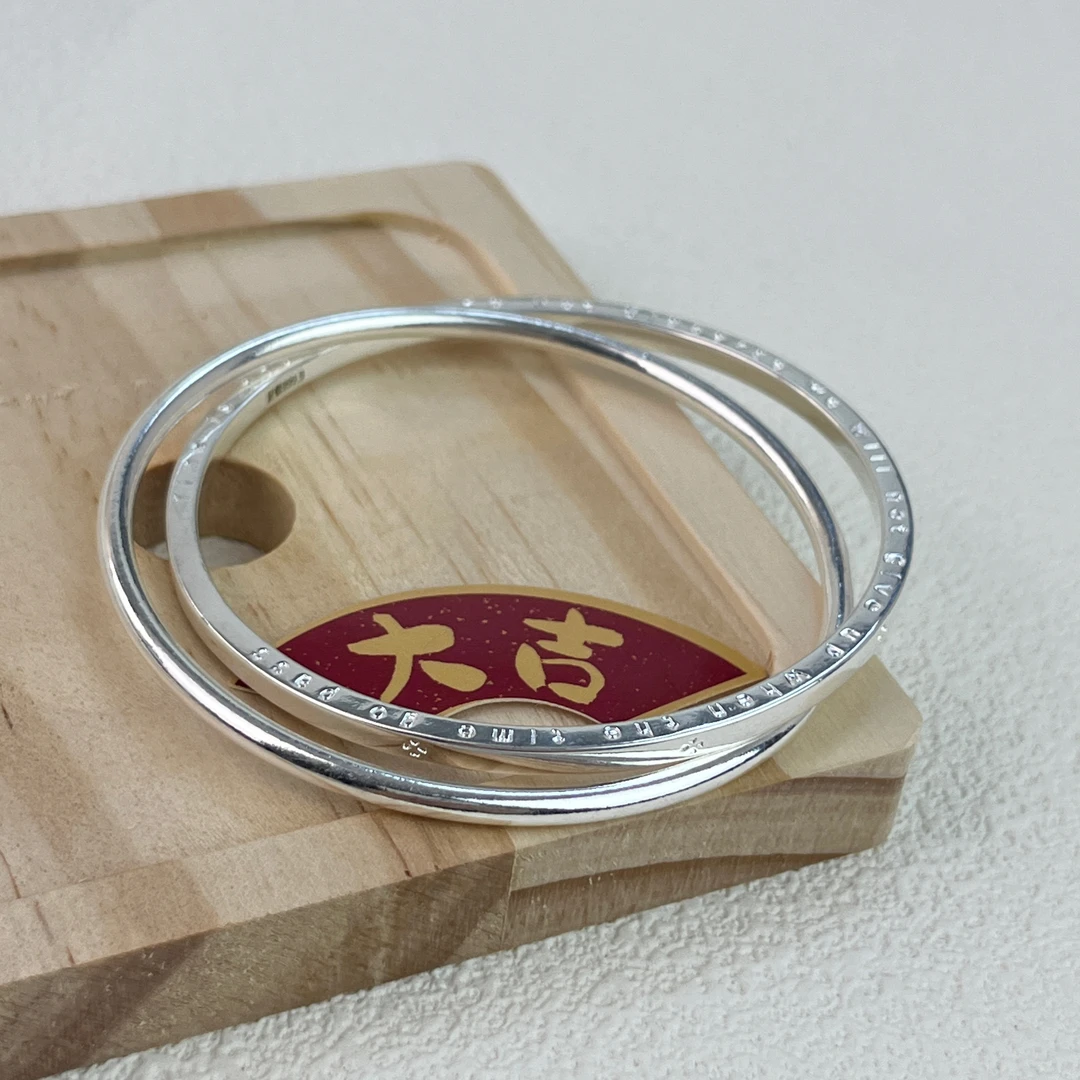 足银手镯 足银999.9 双环四叶草手镯A9