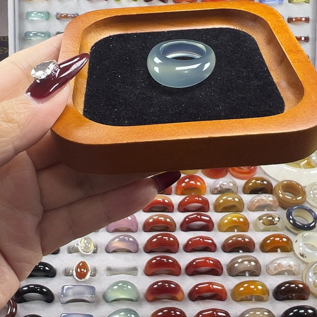 玛瑙/玉髓未镶嵌戒指B13不退换18.2港18