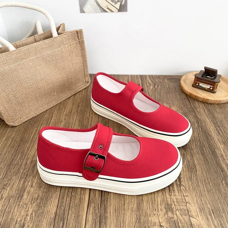 一脚蹬帆布鞋女2025夏玛丽珍浅口懒人鞋1511休闲透气舒适平底女鞋