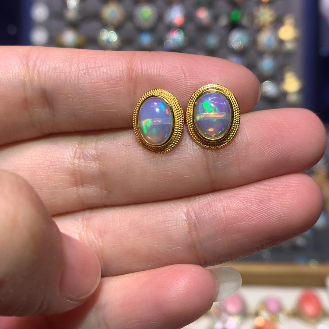 银S925镶嵌欧泊耳钉款式