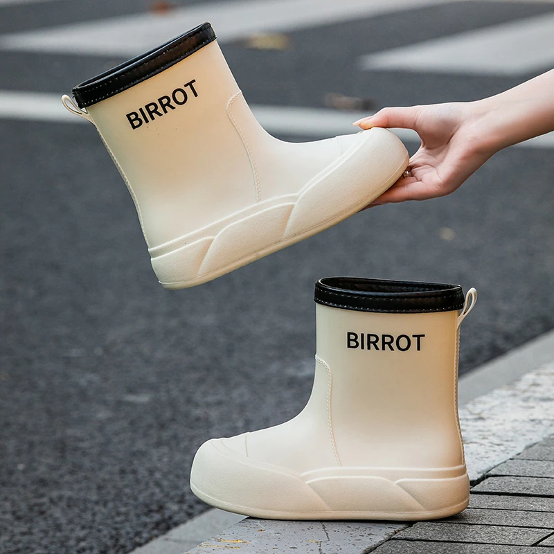 BIRROT日系高档户外可爱雨靴雨鞋女生短筒防水鞋中筒学生网红水靴