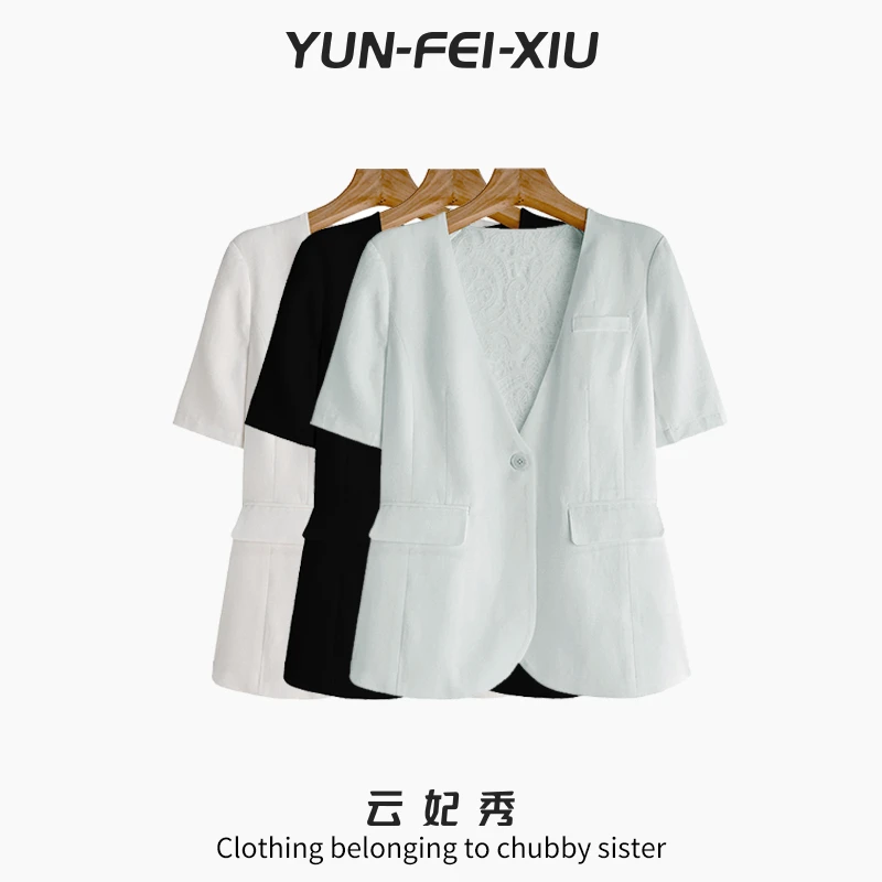 云妃秀大码女装外套休闲时尚胖妹妹显瘦宽松减龄韩版夏季76035
