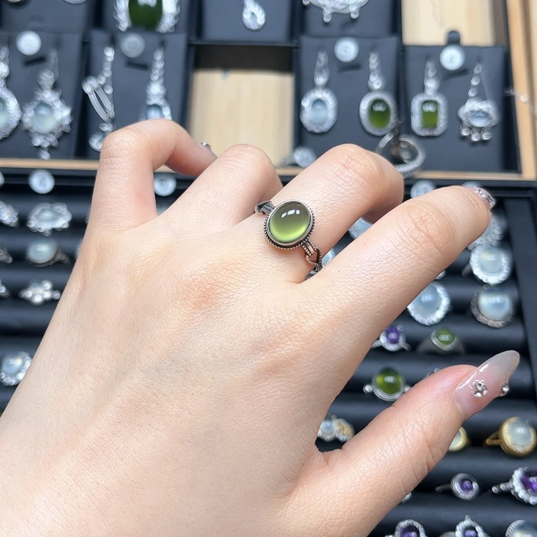 【闪购商品】岫玉戒指银S925镶嵌z****@