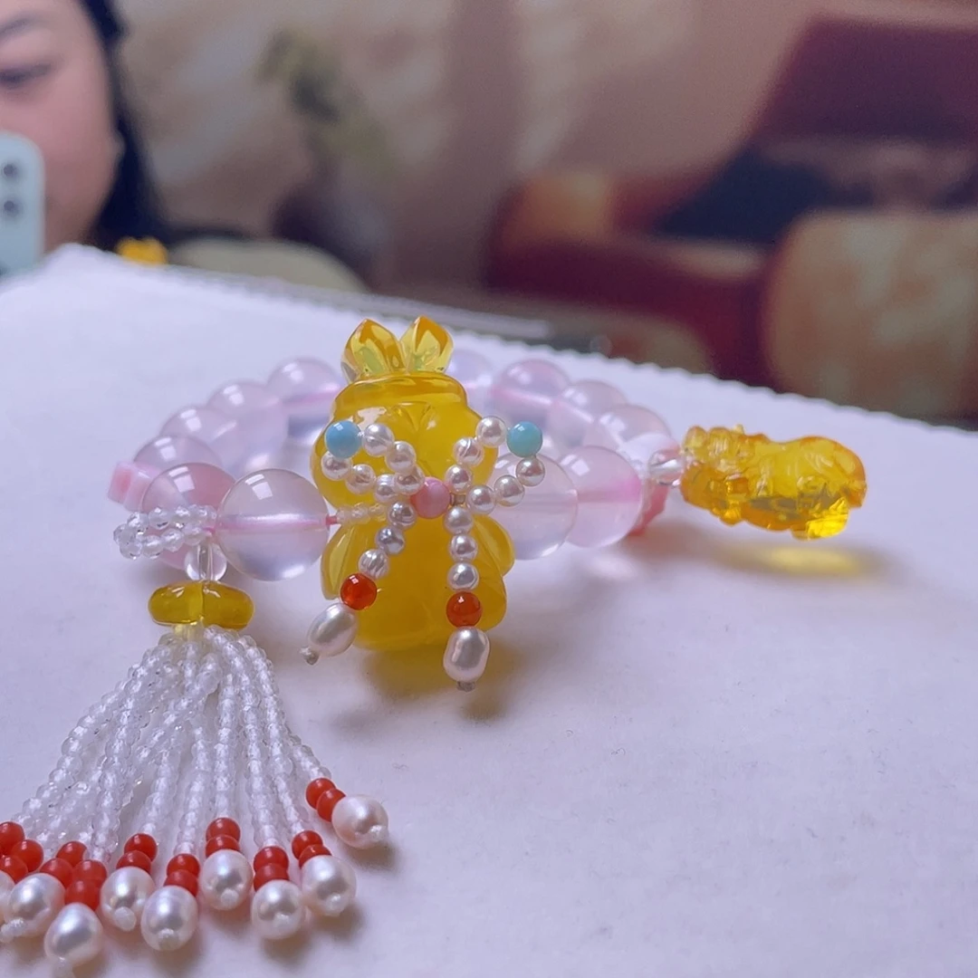 琥珀未镶嵌裸石手串