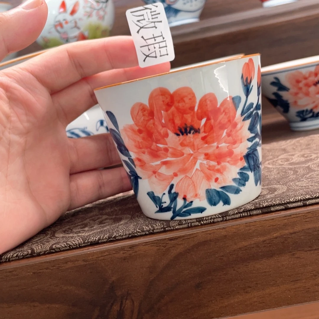 釉下手绘茶具微瑕