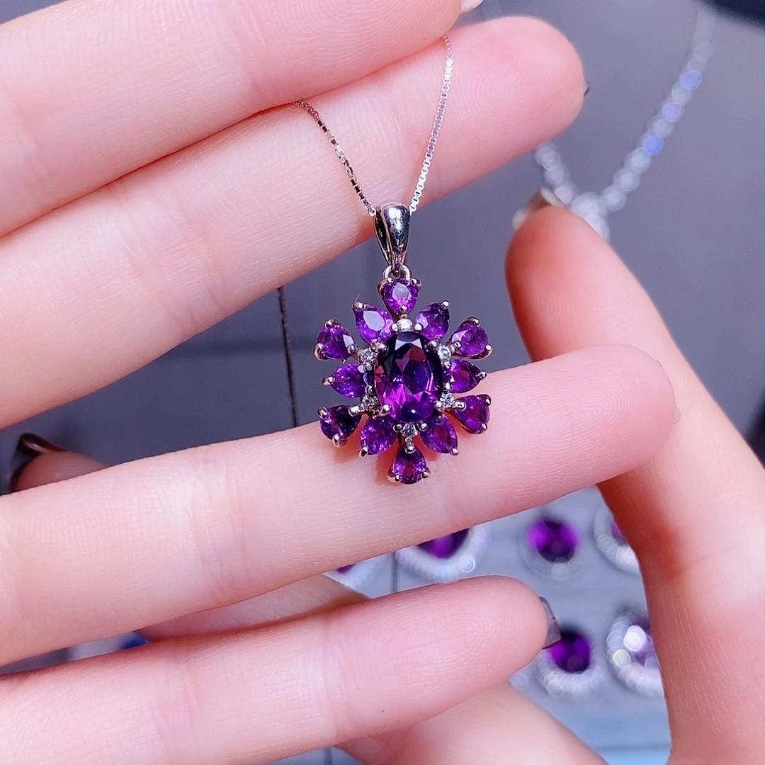紫晶颈饰银S925镶嵌1111
