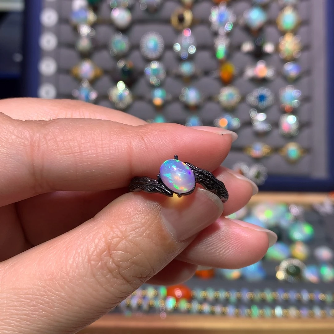 银S925镶嵌欧泊戒指款式金*