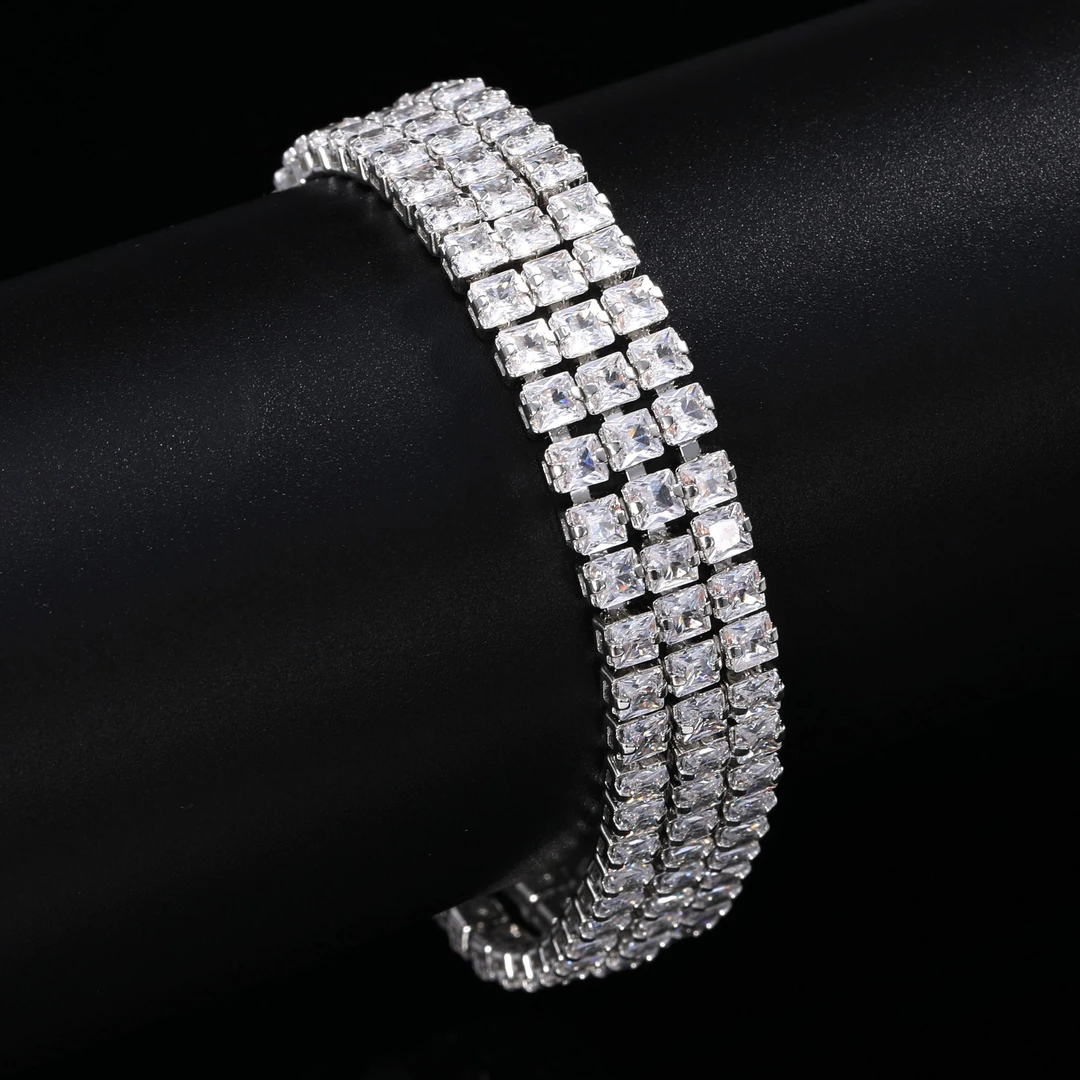 铜合金手链 ——木木(D15）爆闪满镶白色宽版手链长度17+1CM