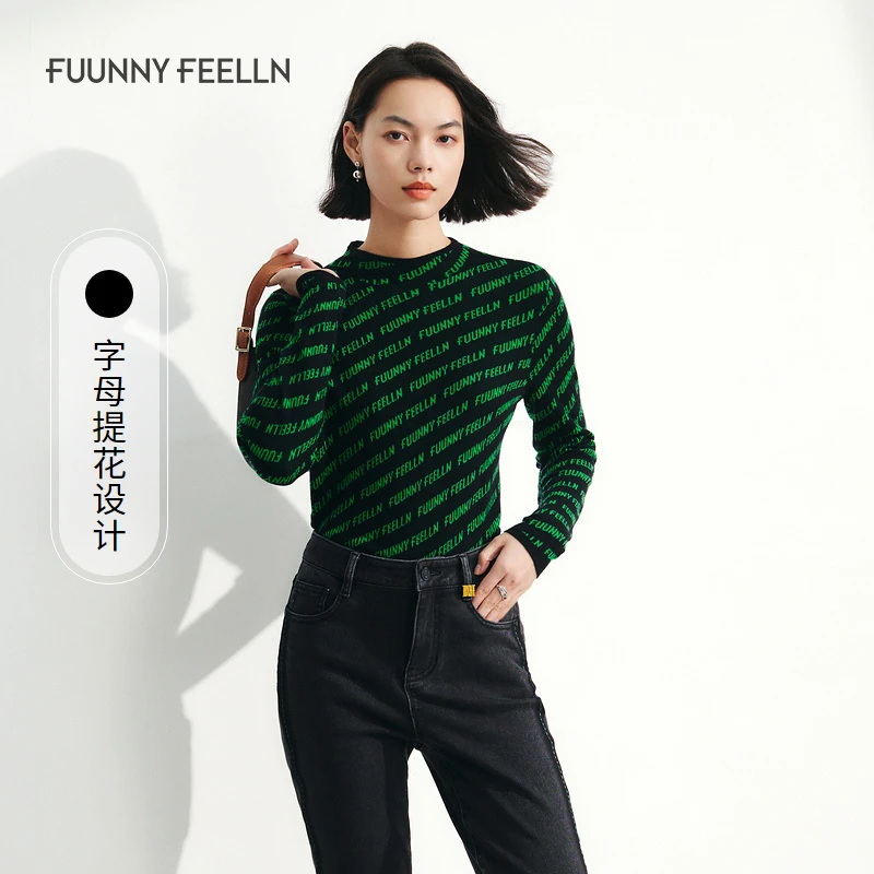 仿佛仿佛加厚秋冬长袖美丽诺羊毛衫女圆领套头修身毛衣FZ01065