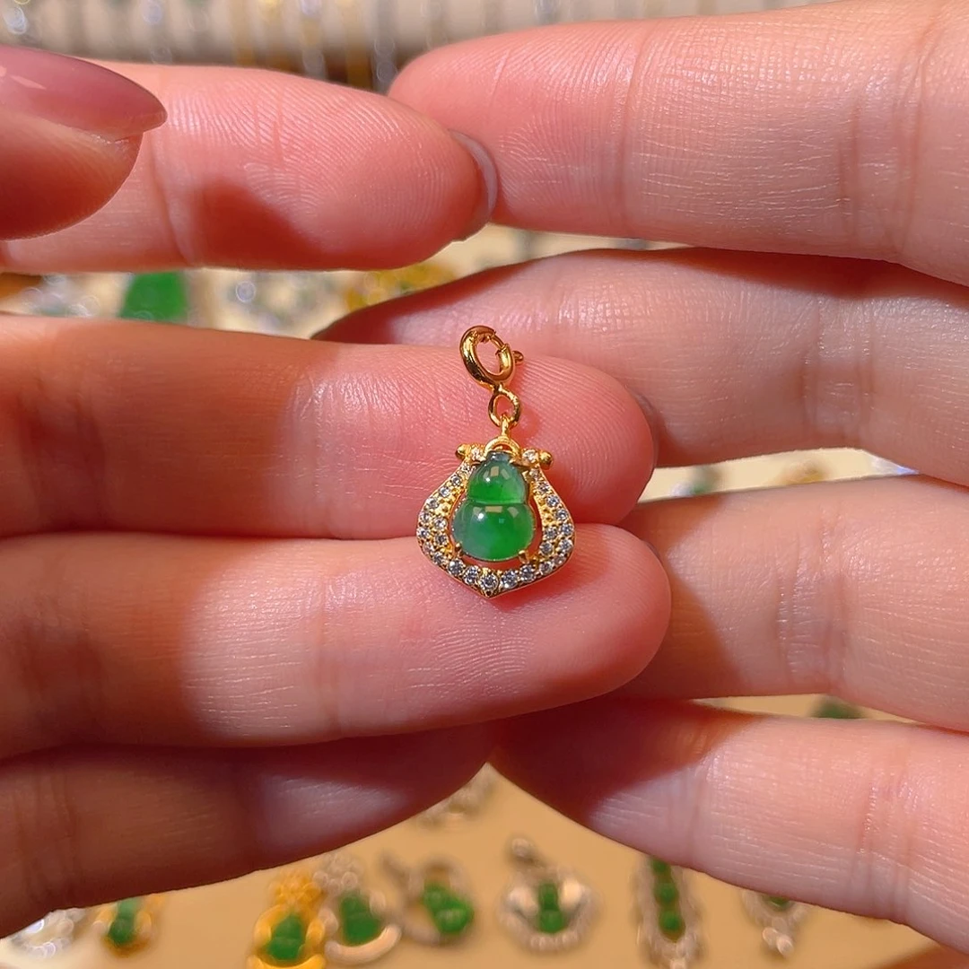 吊坠(不含链)银S925镶嵌翡翠