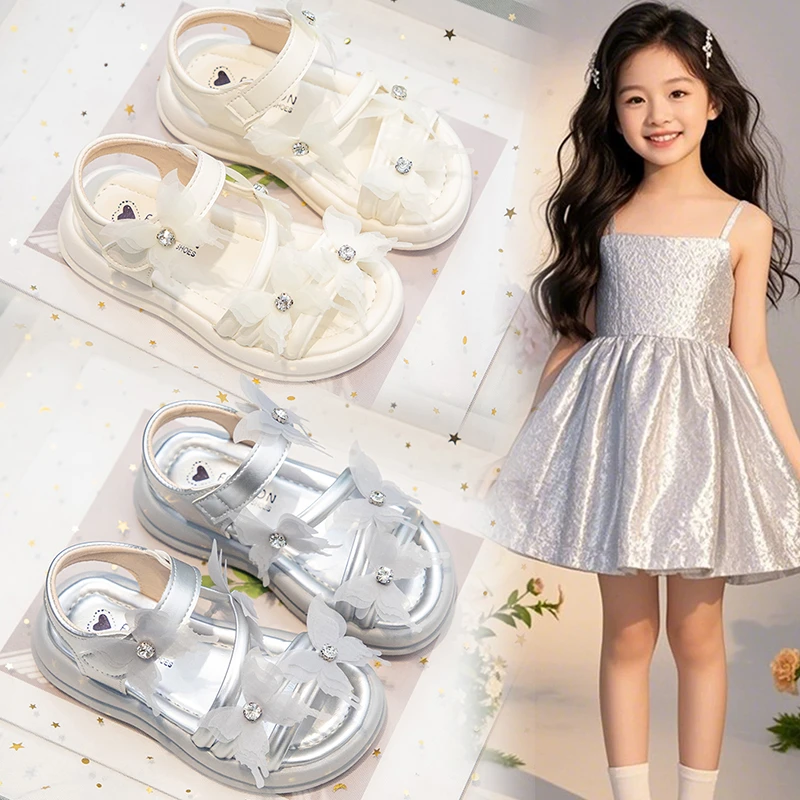 女童凉鞋夏款2025新款儿童软底罗马凉拖女孩洋气公主中大童沙滩鞋