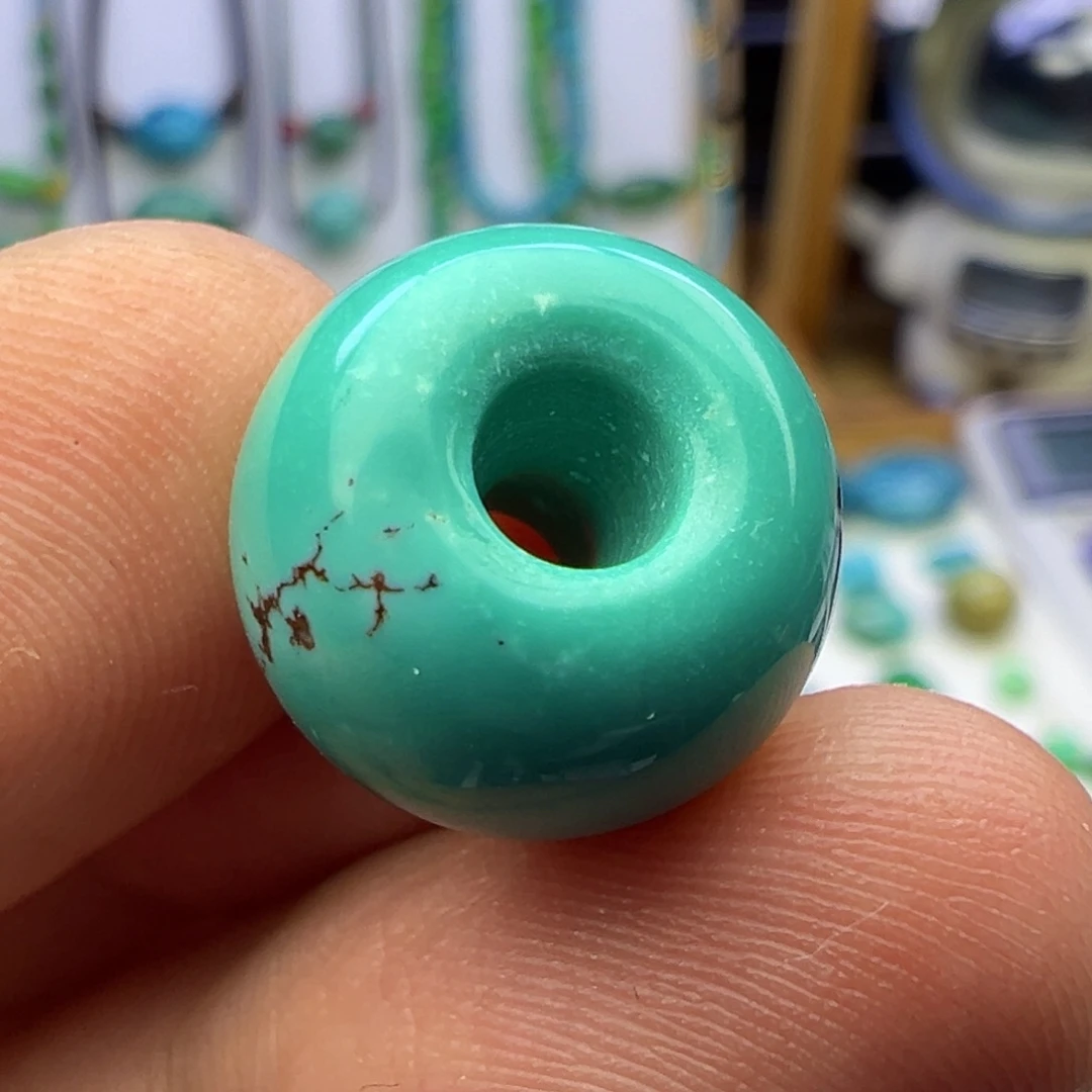 云盖高瓷蓝绿玉化苹果珠