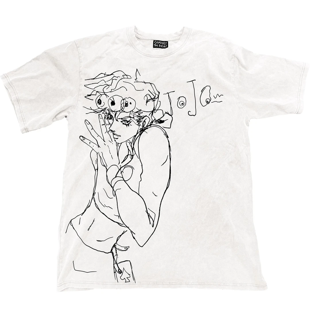 25ss  JOJO's Bizarre Adventure 印花二次元短袖T恤漫画线稿tee