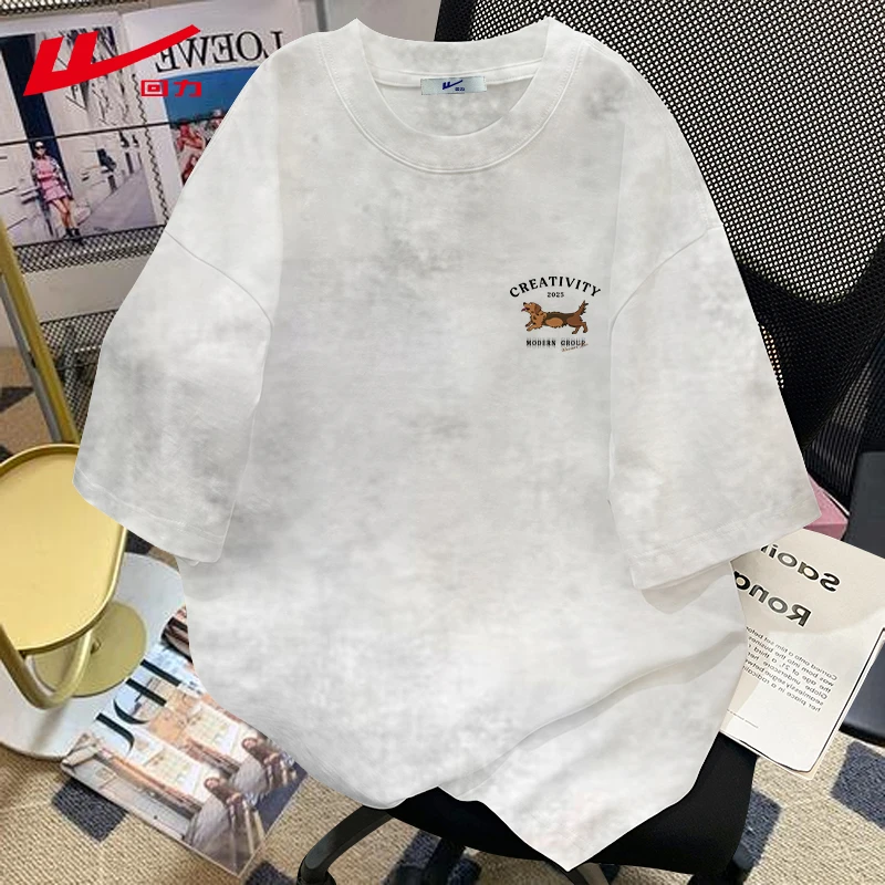 回力纯棉短袖T恤女宽松百搭时尚辣妹印花复古小众多巴胺夏季夏装