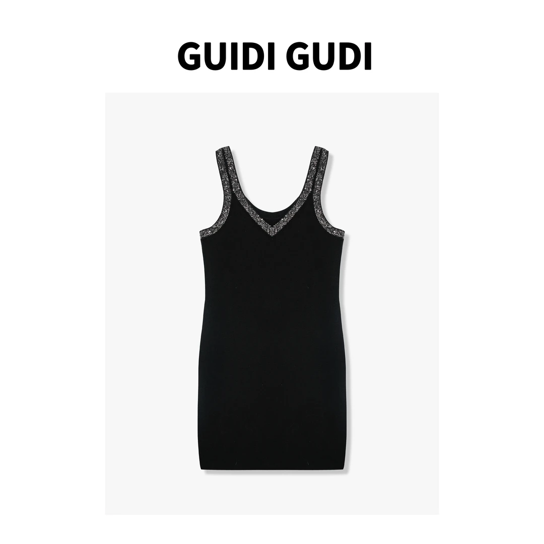 GUIDI GUDI【聚光灯】气质休闲百搭时尚闪闪连衣裙 L9510100H