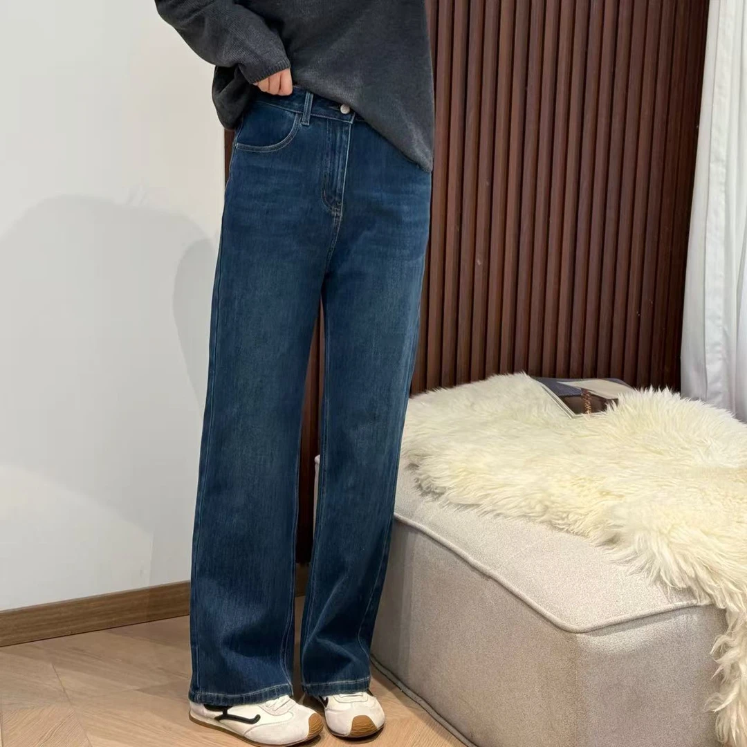 美亚恩NANA【月光牛仔】早秋四面弹高腰窄版直筒牛仔裤显瘦C0430